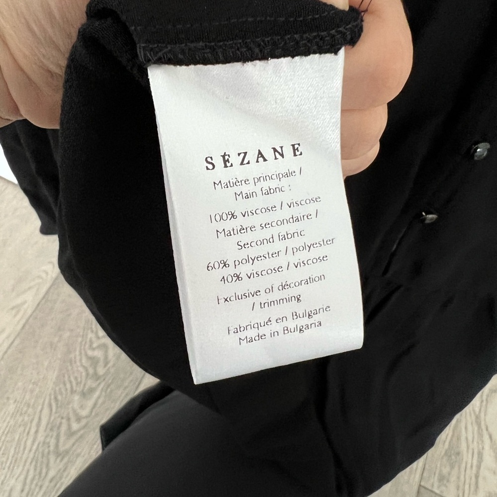 Sezane Black Blouse Sheer Lace Polka Dot size 36 - Picture 6 of 8